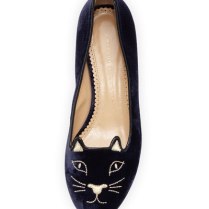 Charlotte Olympia Kitty Velvet Cat-Embroidered Flats